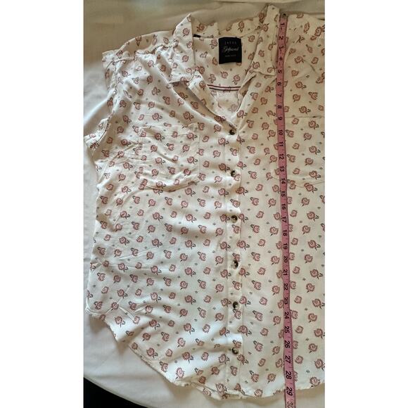 Jachs Girlfriend Womens Top Size‎ XL Floral Print Button Front Pockets Collared - Picture 5 of 6
